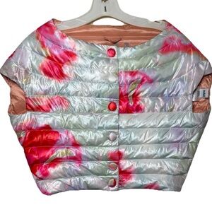 add Italian Designer Ultra Lightweight Down Puffer Vest Tie Dye Cropped Small